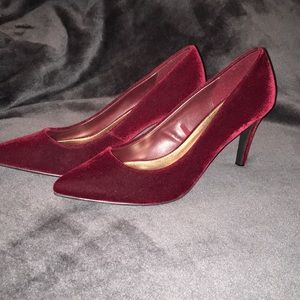 Red Faux Suede 1.5in Heels Size 8- Worn Once!